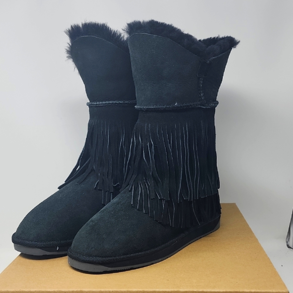 CLOUD NINE Fringe Black Suede Women's Boots